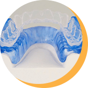 Blue and white sleep apnea appliance